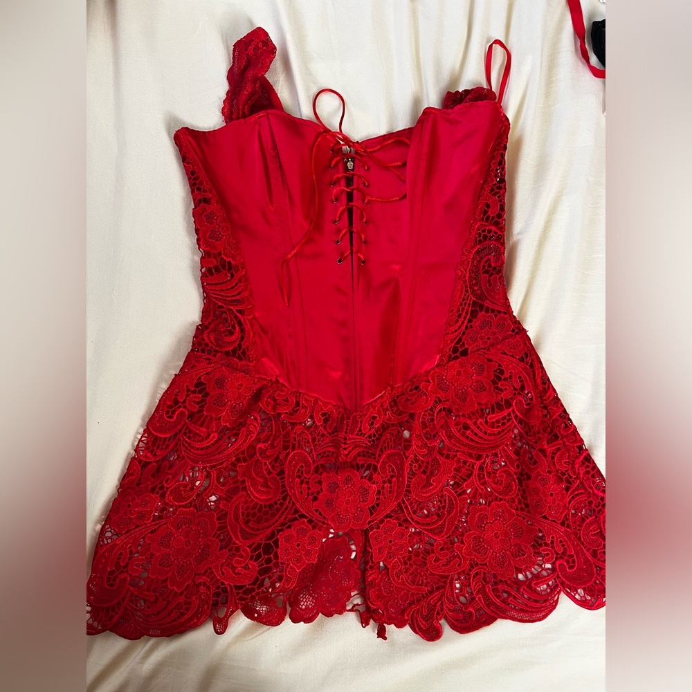 Red bustier lingerie dress